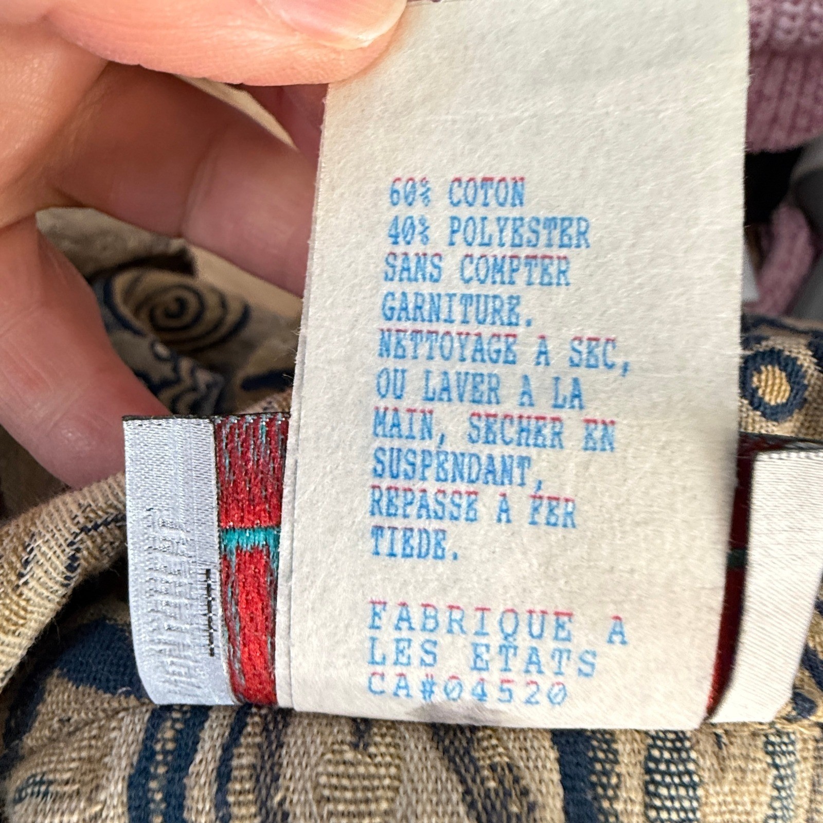 City Girl Sport Women’s Tapestry Jacket Cropped 90s Blue Tan Fringed Size 6