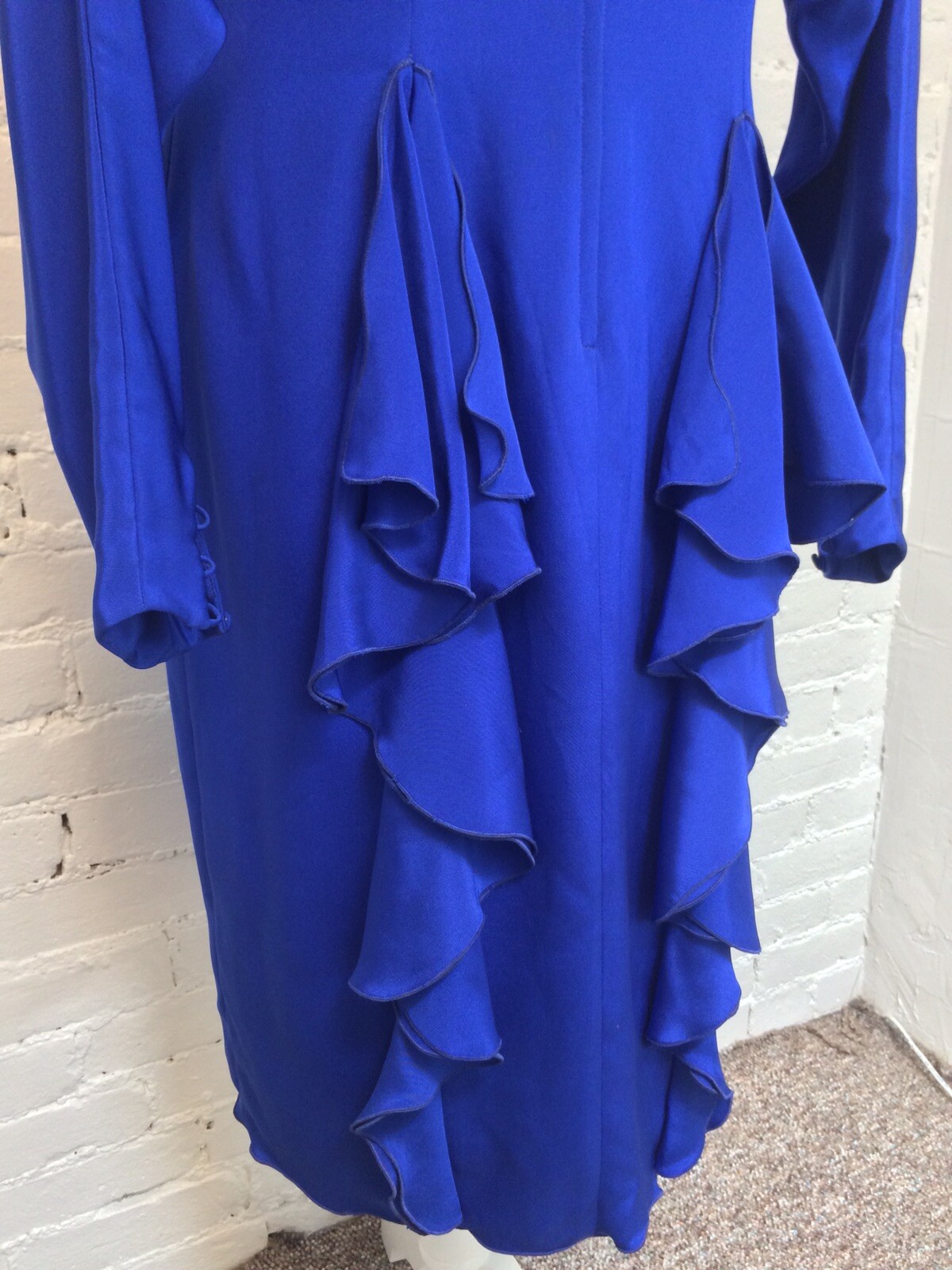VTG 70s Holly’s Harp Dress Silk Blend Dolman Ruffle Blue M Stevie Nicks Boho