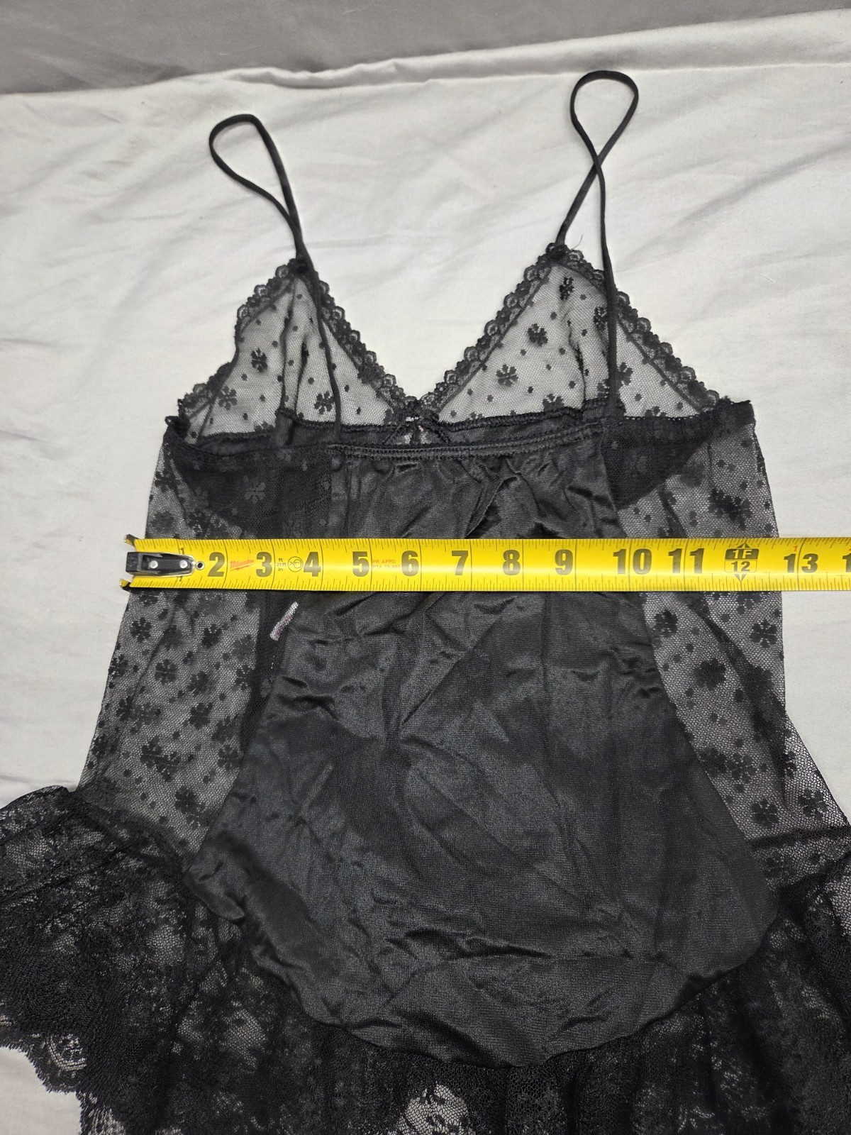 Vintage PETRA Fashions Black BABYDOLL Nightie Lace Satin Trim Size Small