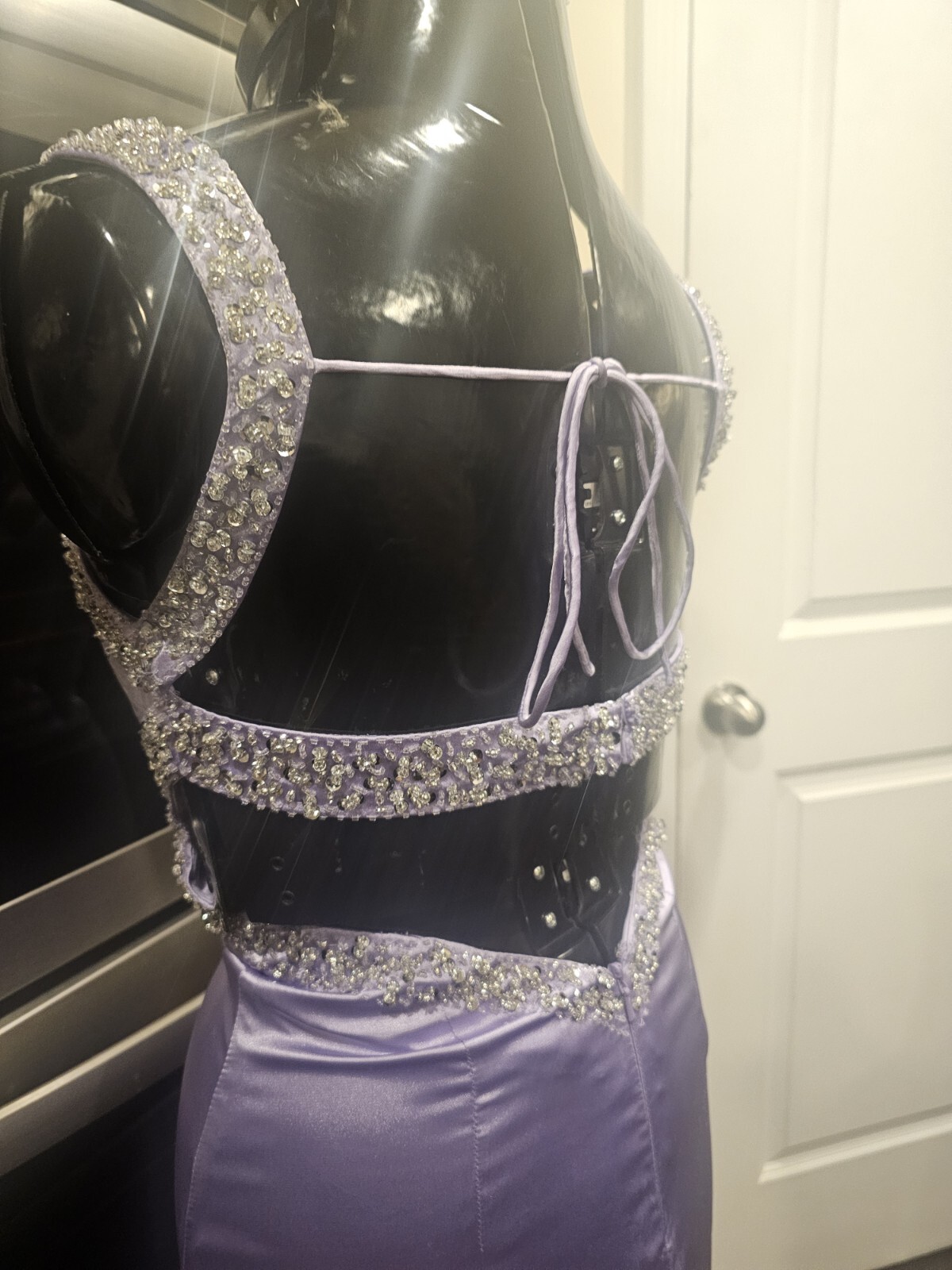 Vintage Cache Purple Beaded Sequin Backless long Gown Xs-small