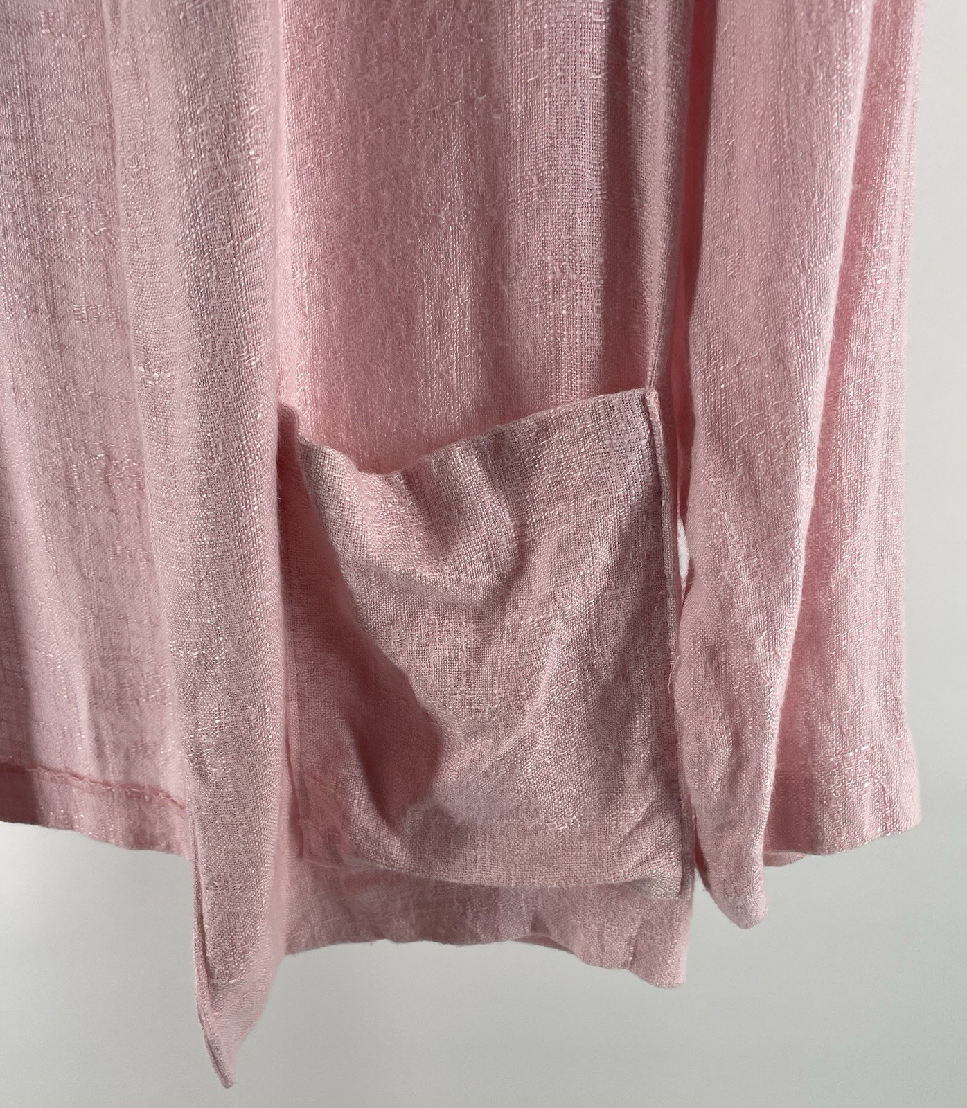 Vintage 80’s 90’s Kaki Roberts Blush Pink Linen Mix Blazer Jacket Open Front 16