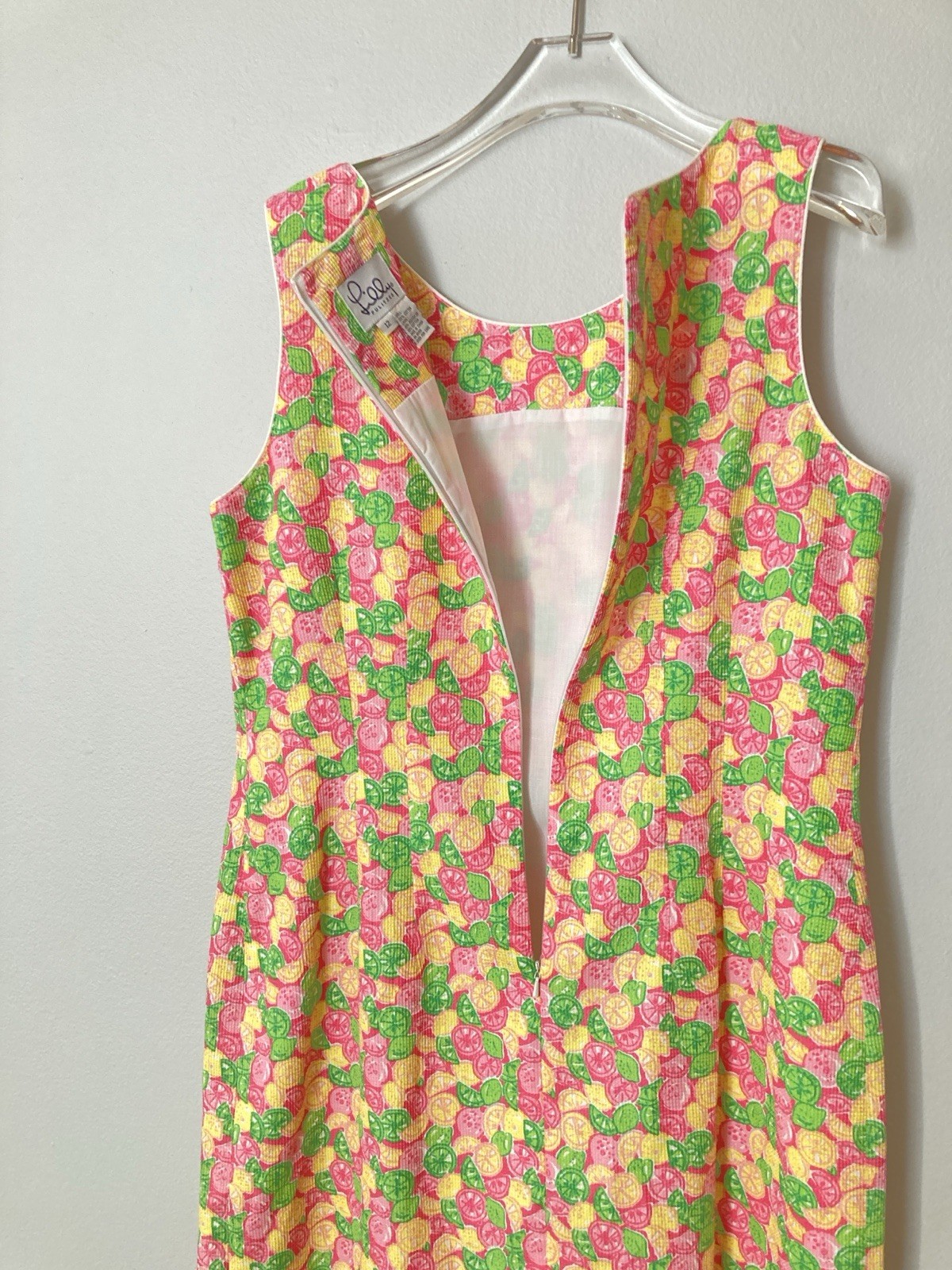 Vintage 90s Lilly Pulitzer Jucy Lucy Dress Size 12 Pink Green Yellow Citrus