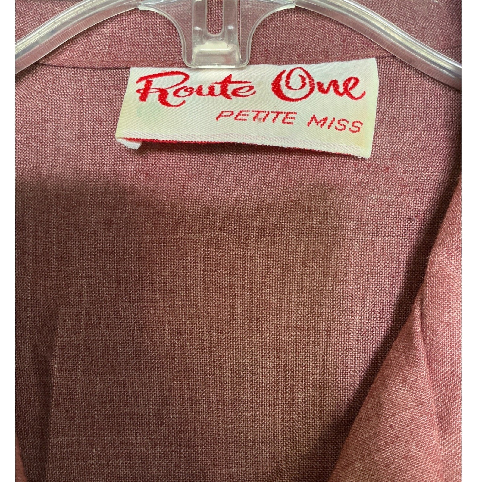 Vintage Route One Shirt Dress Petite Mauve Long Sleeve Button Front Pocket
