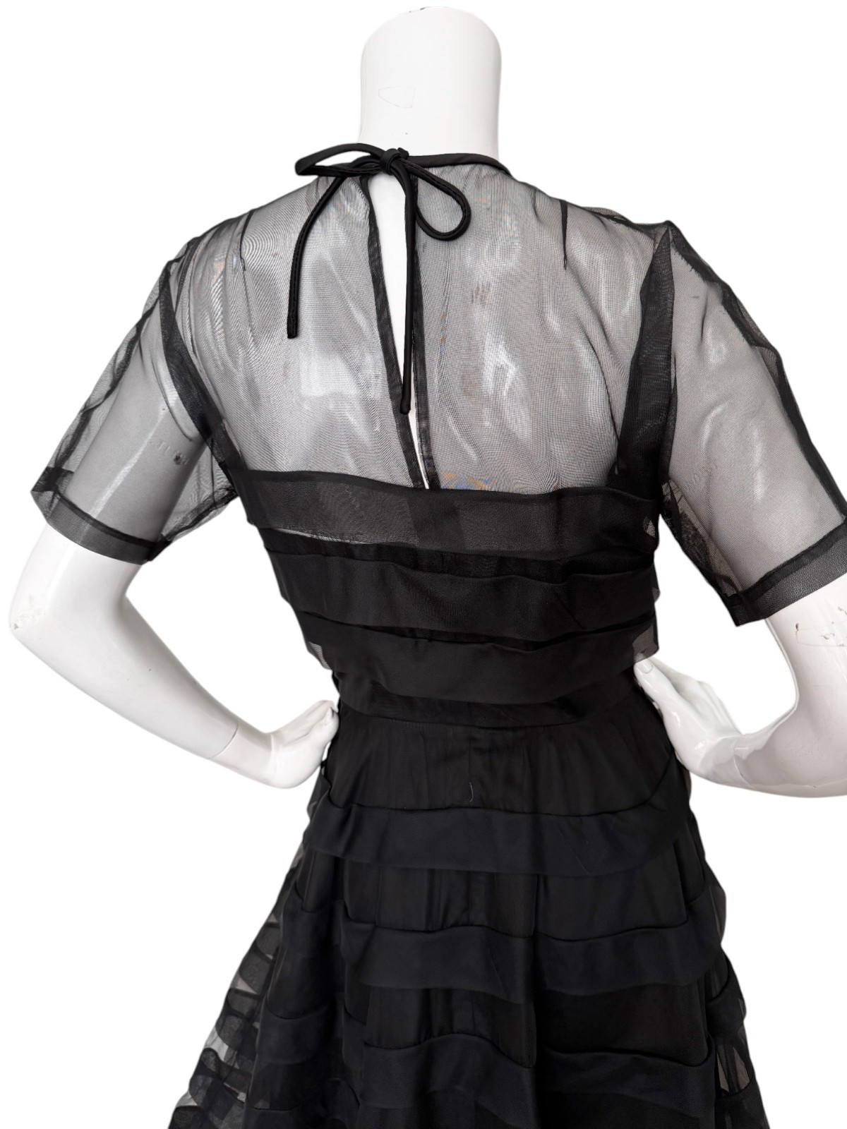 Vintage 50s Kasper Penart Rare Illusion Mesh Tiered Fit Flare Cocktail Dress