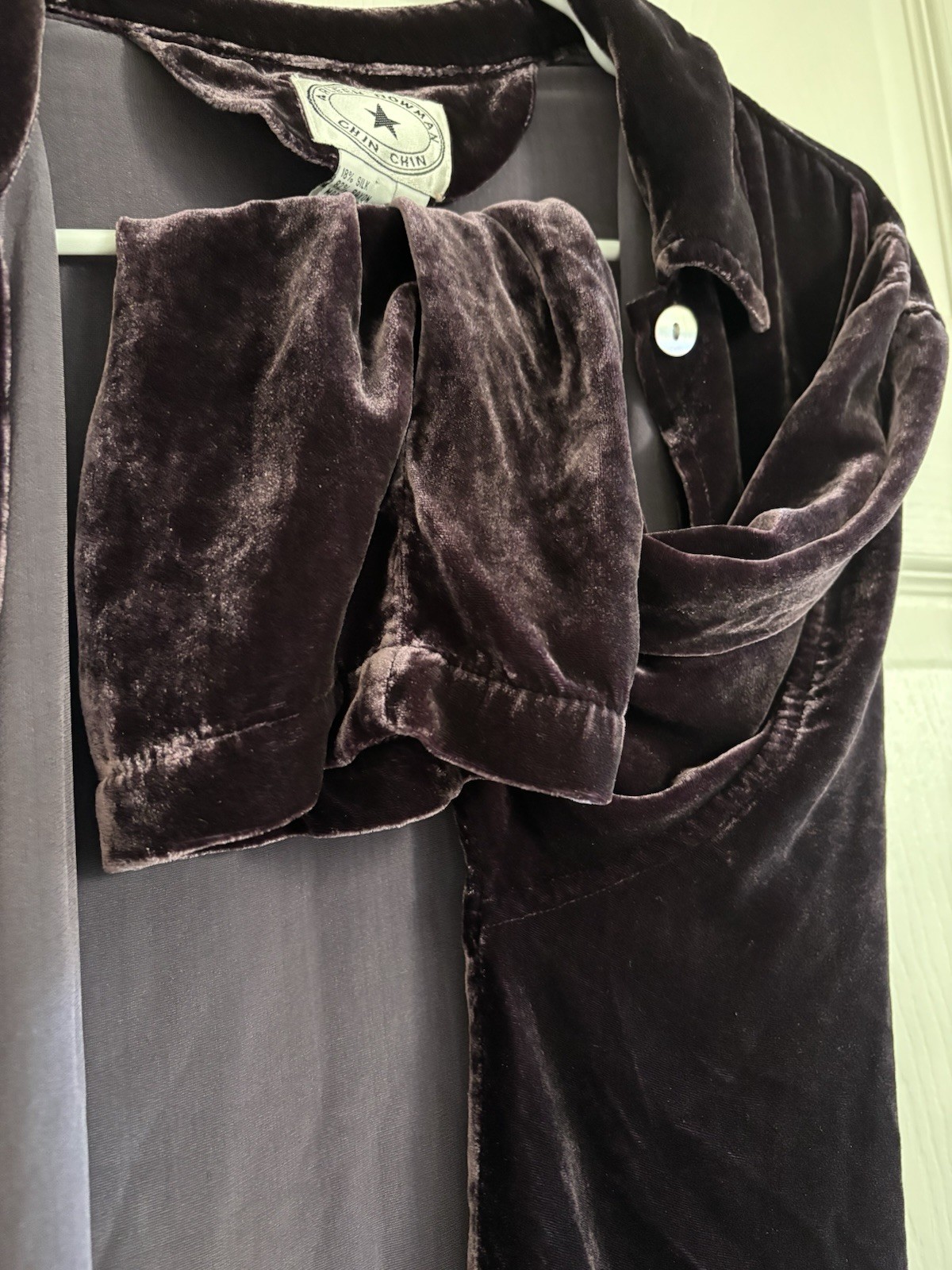Arleen Bowman Chin Chin Women’s Large Purple Silk Velvet Lounge Set Vintage 90’s