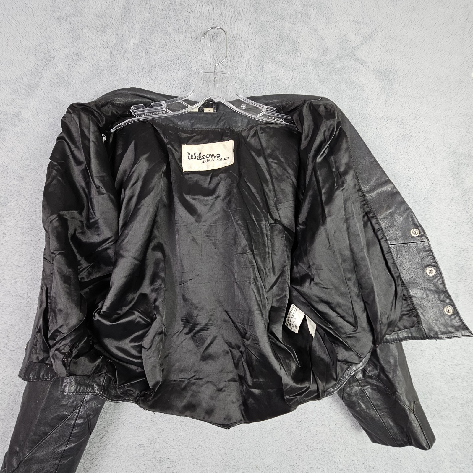 Vtg Wilsons Womens Leather Crop Jacket L Black Moto Biker Gothic Punk