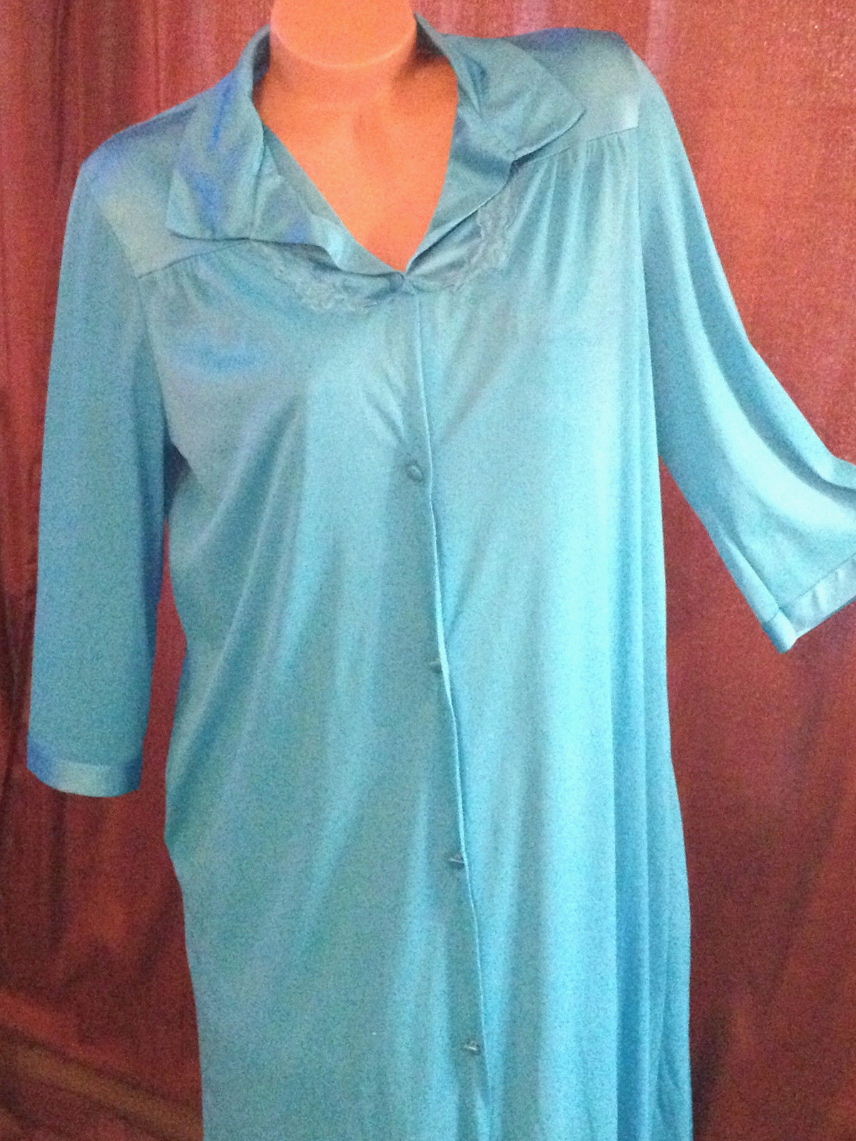 VTG VANITY FAIR ROBE & GOWN NYLON Chiffon RETRO BluePeignoir Sissy Négligée L68