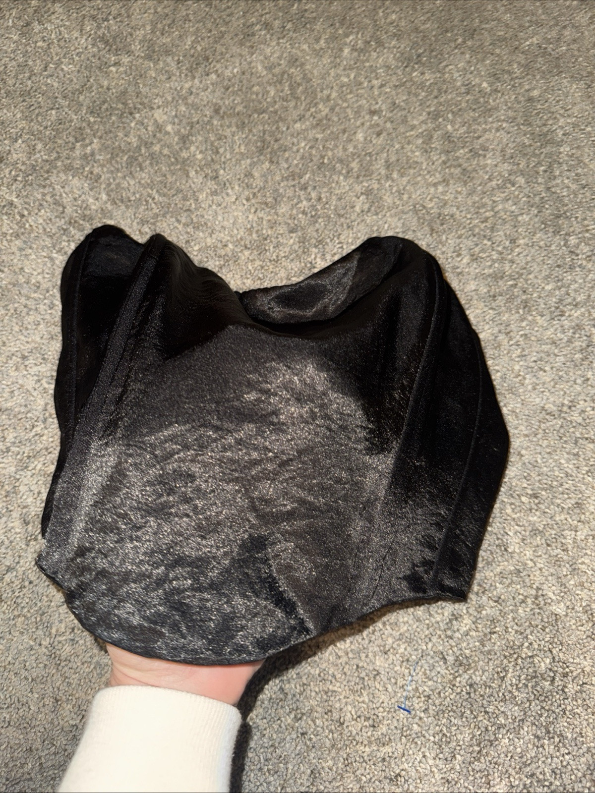 Y2K Black Satin Strapless Fairy Grunge Crop Top Dark Romantic Size 8/10 M/L Zip