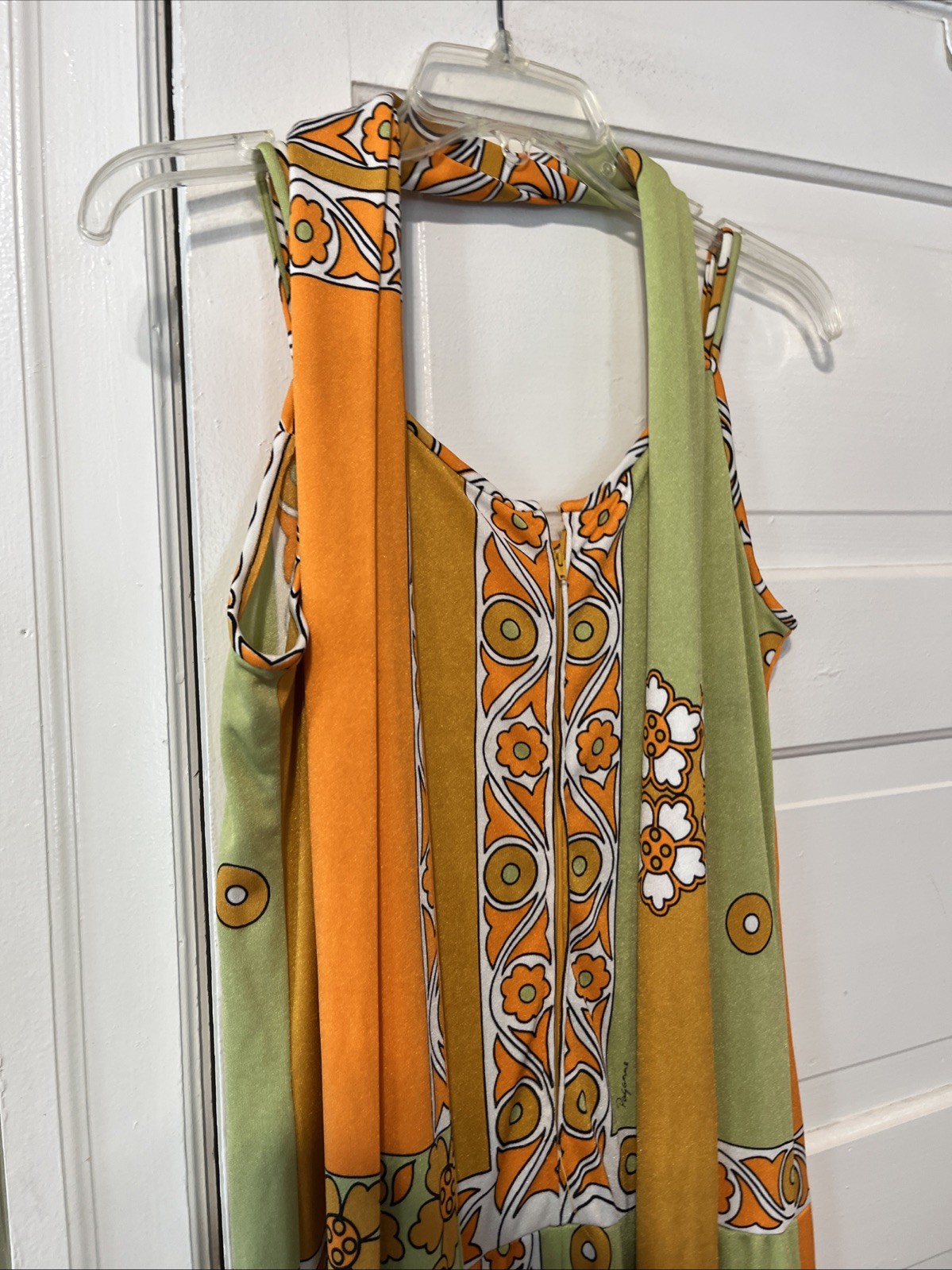 Vintage PAGANNE by Gene Berk Sleeveless Maxi Dress Size 10 Pretty w/scarf Unique