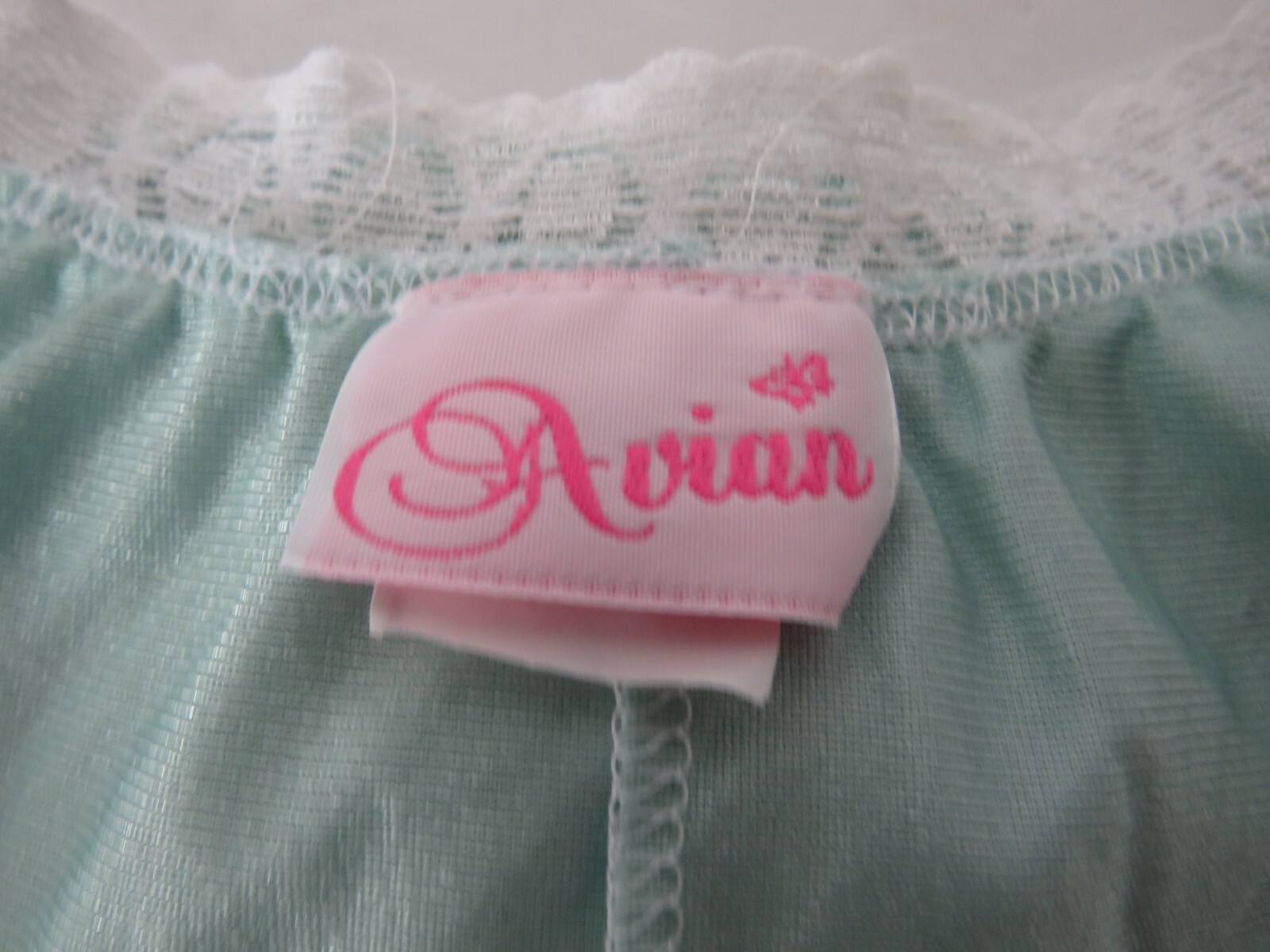 Vtg Nightgown Size 2X Avian Mint Green Lace Trim V-Neck S/S Nylon Soft