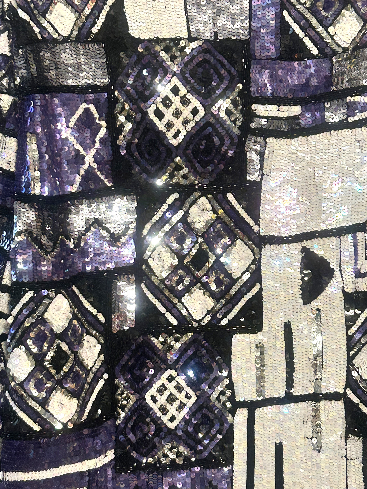 Carina Black Purple White Beaded On 100% Silk Jacket Formal Vintage 90s Medium
