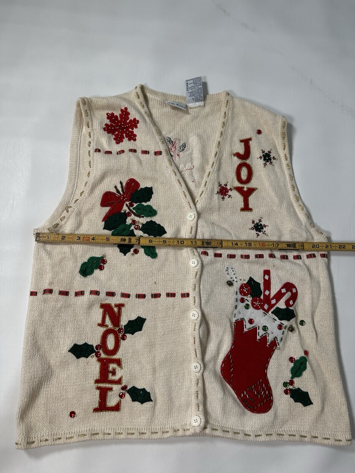 Bobbie Brooks Noel Joy Festive Gifts Red Ugly Christmas Vest Size Large 12/14