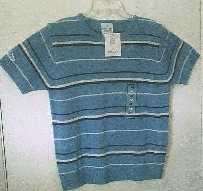 Women’s Vintage TR Bentley SS Strip Knit Sweater Sz M 100% Acrylic Made USA