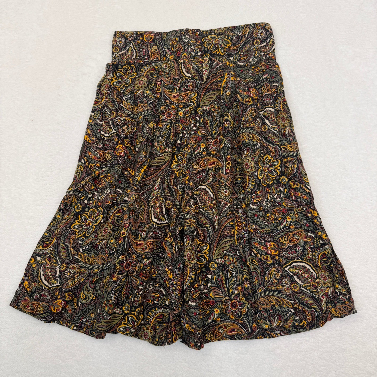 Vintage DB Sport Paisley Culotte Gaucho Shorts Women XS Earthy Flowy Boho Grunge