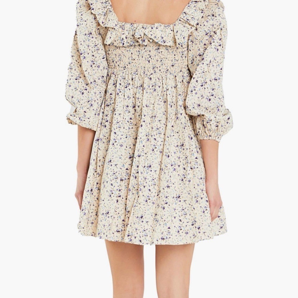 Anthropologie English Factory Square Neck Ruffled Smocked Mini Dress. NWT. Large