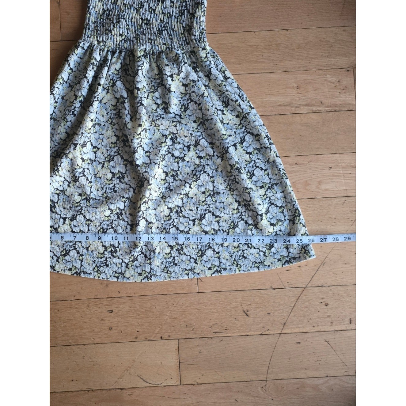 H&M Floral Puff-Sleeve Smocked Midi Vintage Cottagecore Boho Romantic Soft Girl