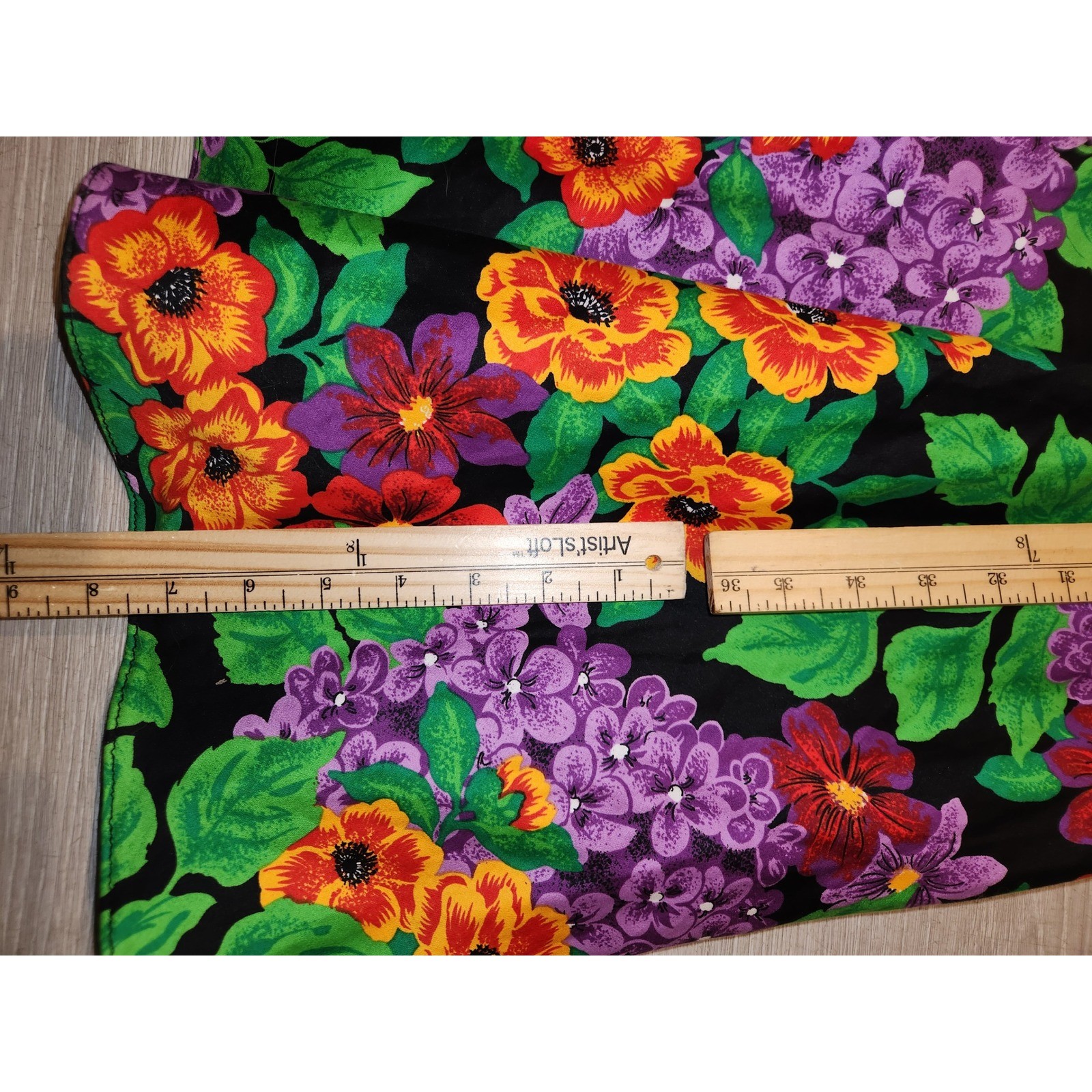 AJ Bari Vintage Halter Floral Dress Black Orange Purple Open Back Pockets 12