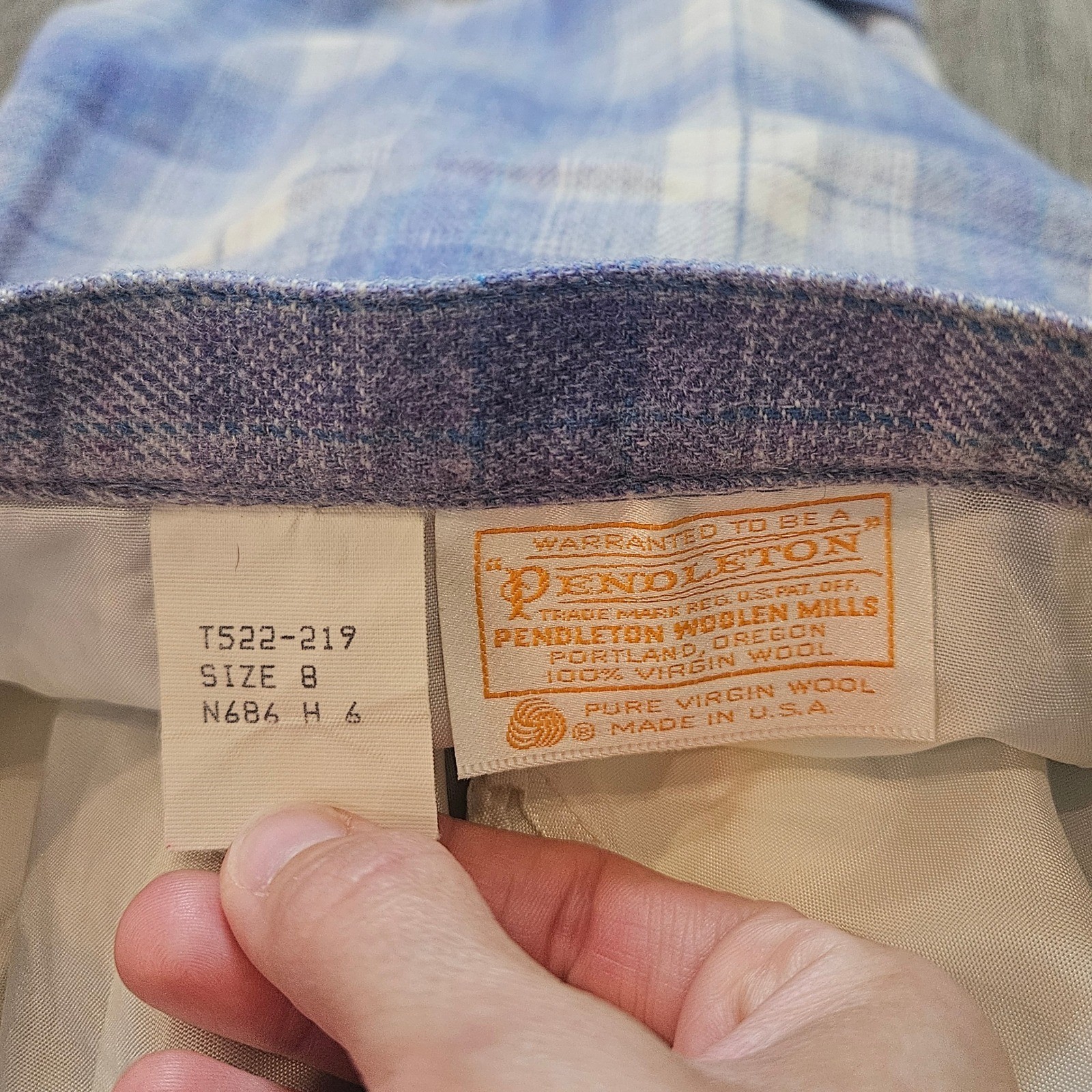 Pendleton Plaid Skirt Size 8 Vintage Blue Pure Virgin Wool Tartan Academia