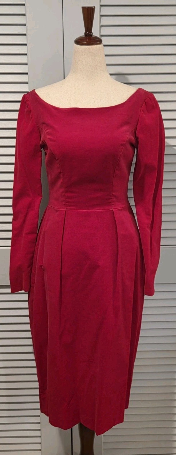 Kleinerts Sz 3 Red Velvet 1950s Vintage Pellon Lined Dress Christmas Box Detail