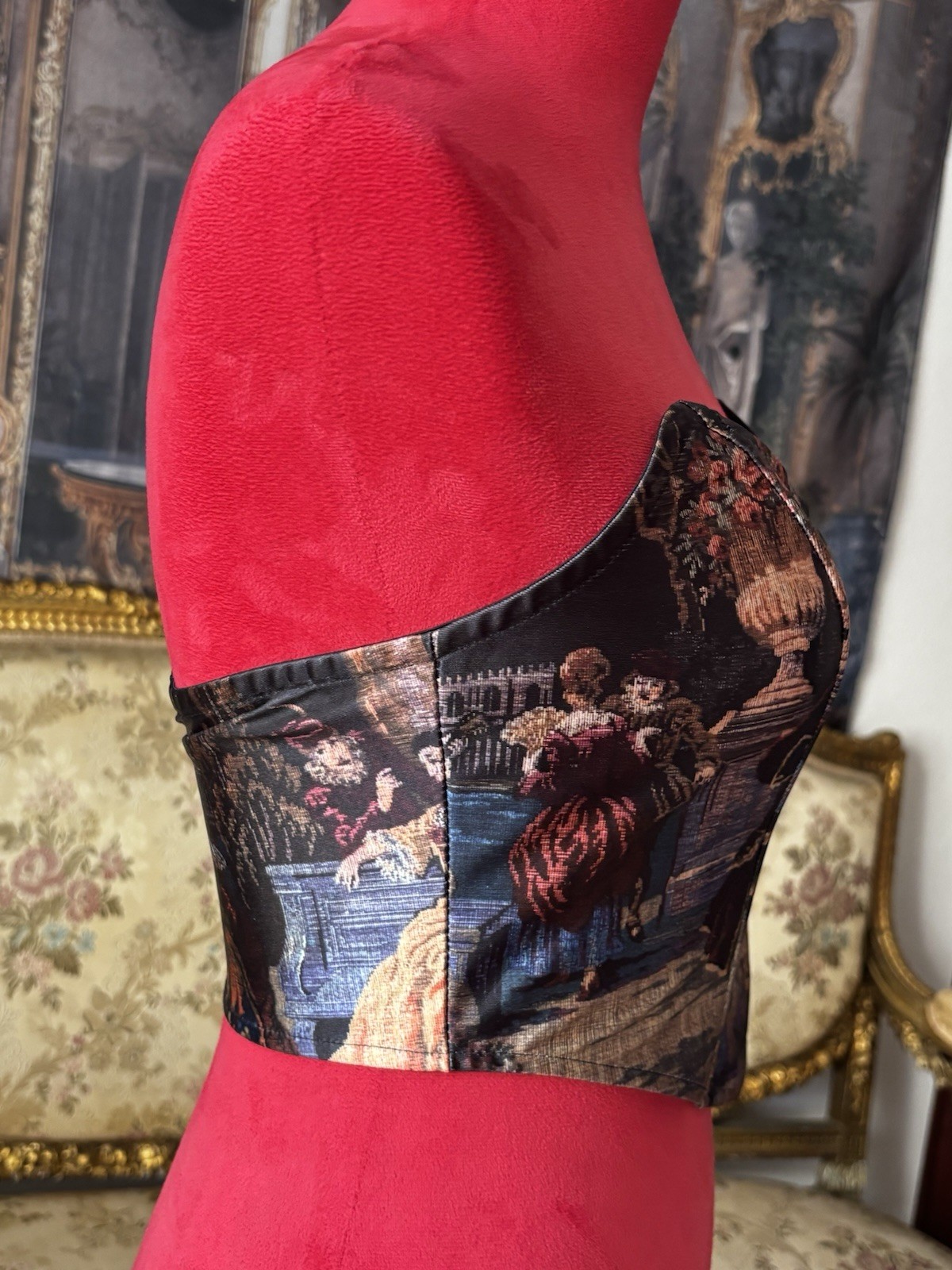 Rococo Renaissance Art Print Corset Top Strapless Bustier Coquette Fairycore S