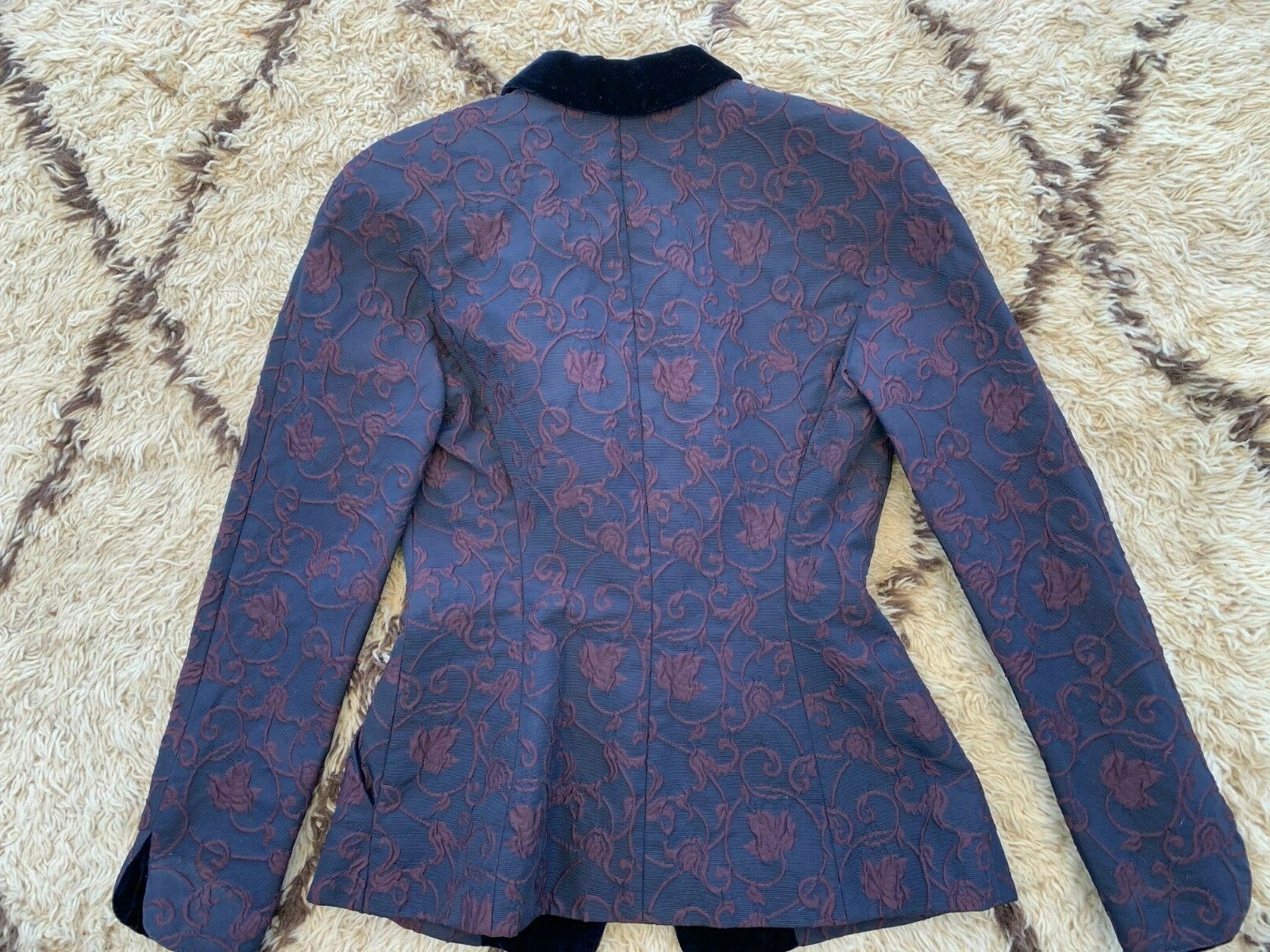 Nina Ricci Edition Boutique Paris Brocade navy and burgundy blazer
