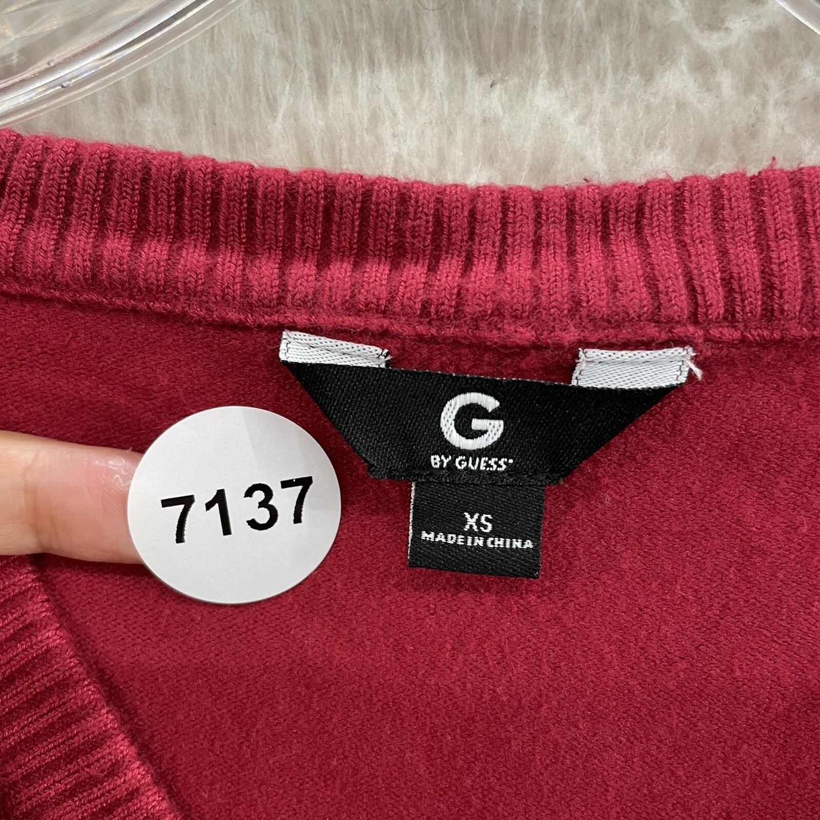 Y2K Vintage Guess Top XS Small Red Studded Logo Spellout Long Sleeve McBling