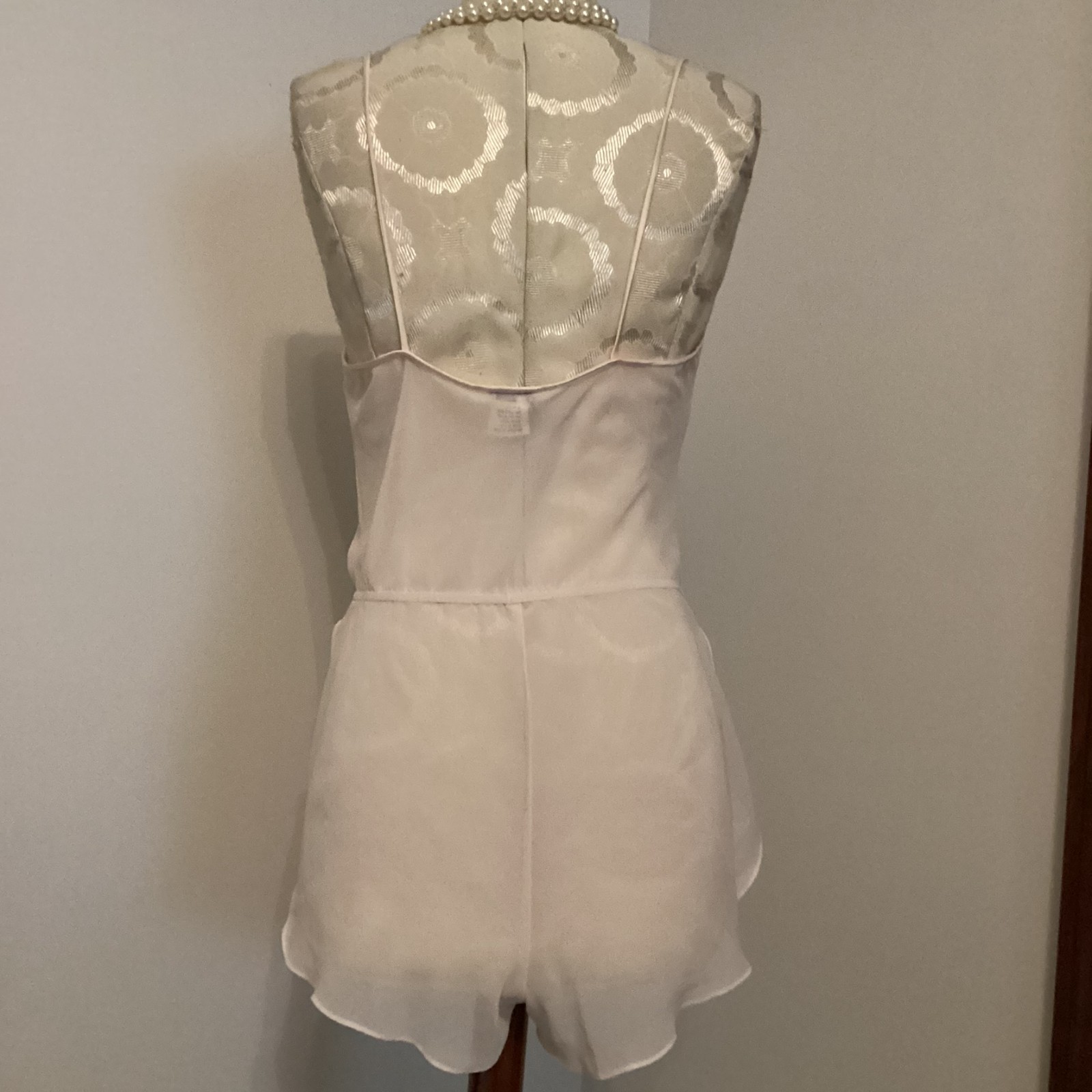 VTG Natori SAKS FIFTH AVE HIGH LEG SATIN TRIM Teddy Lingerie Bodysuit PINK MED