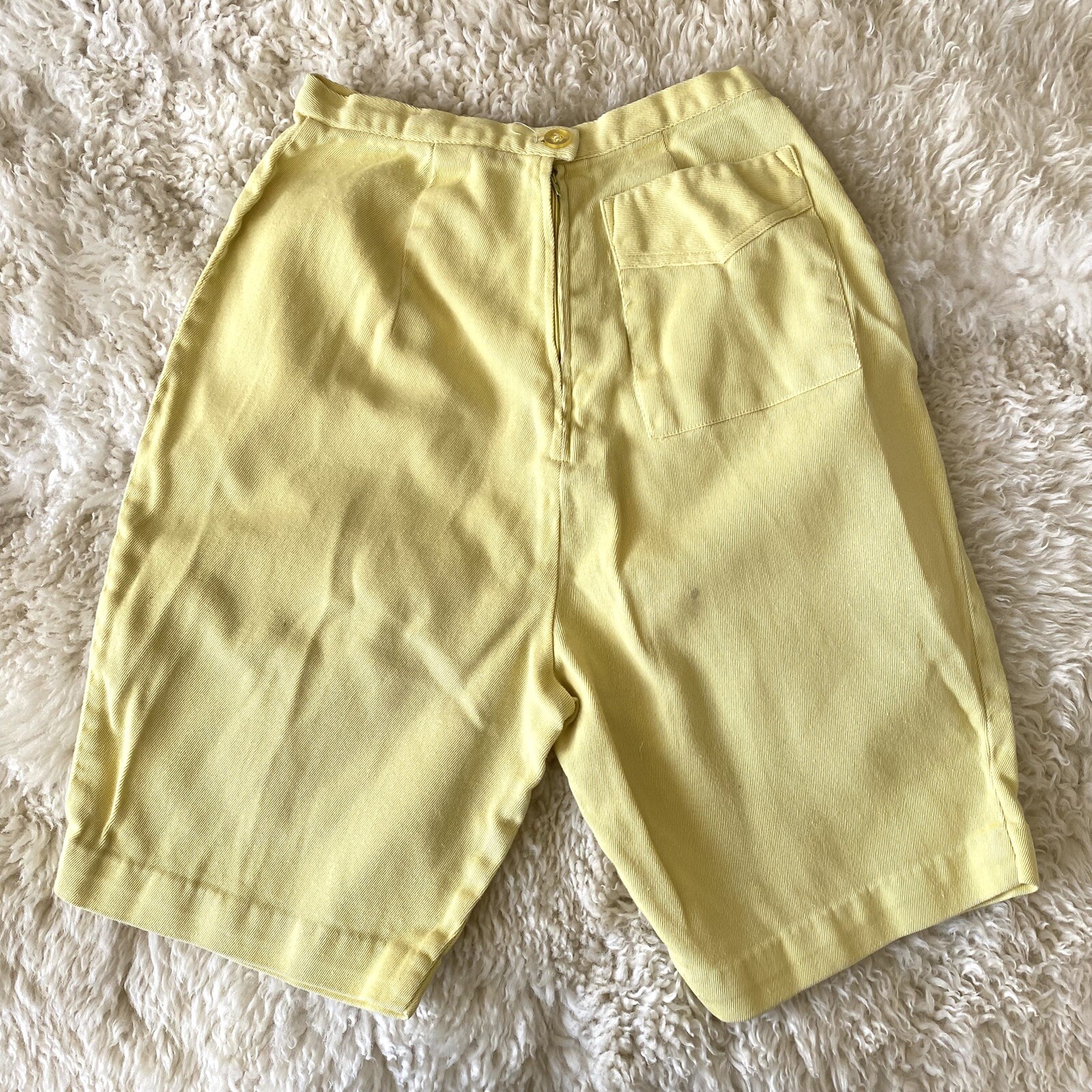Vintage 1960s Catalina Yellow Cotton Twill High Waist Shorts 22″ Waist
