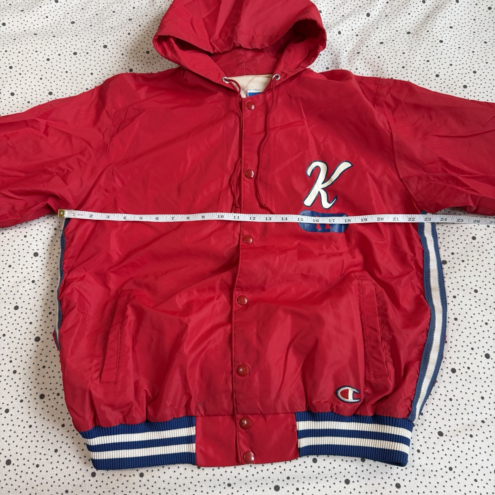 Vintage 1980s Champion Jacket Women’s L Red Lady Wildkats Coach Nylon Snap Front
