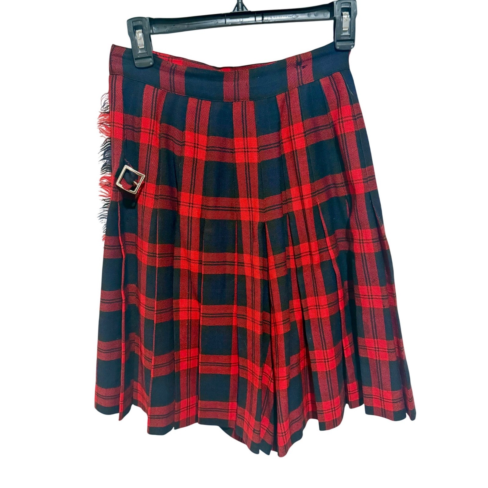 Vintage Abercrombie & Fitch Florence Walsh Plaid Fringe Kilt Skort Red