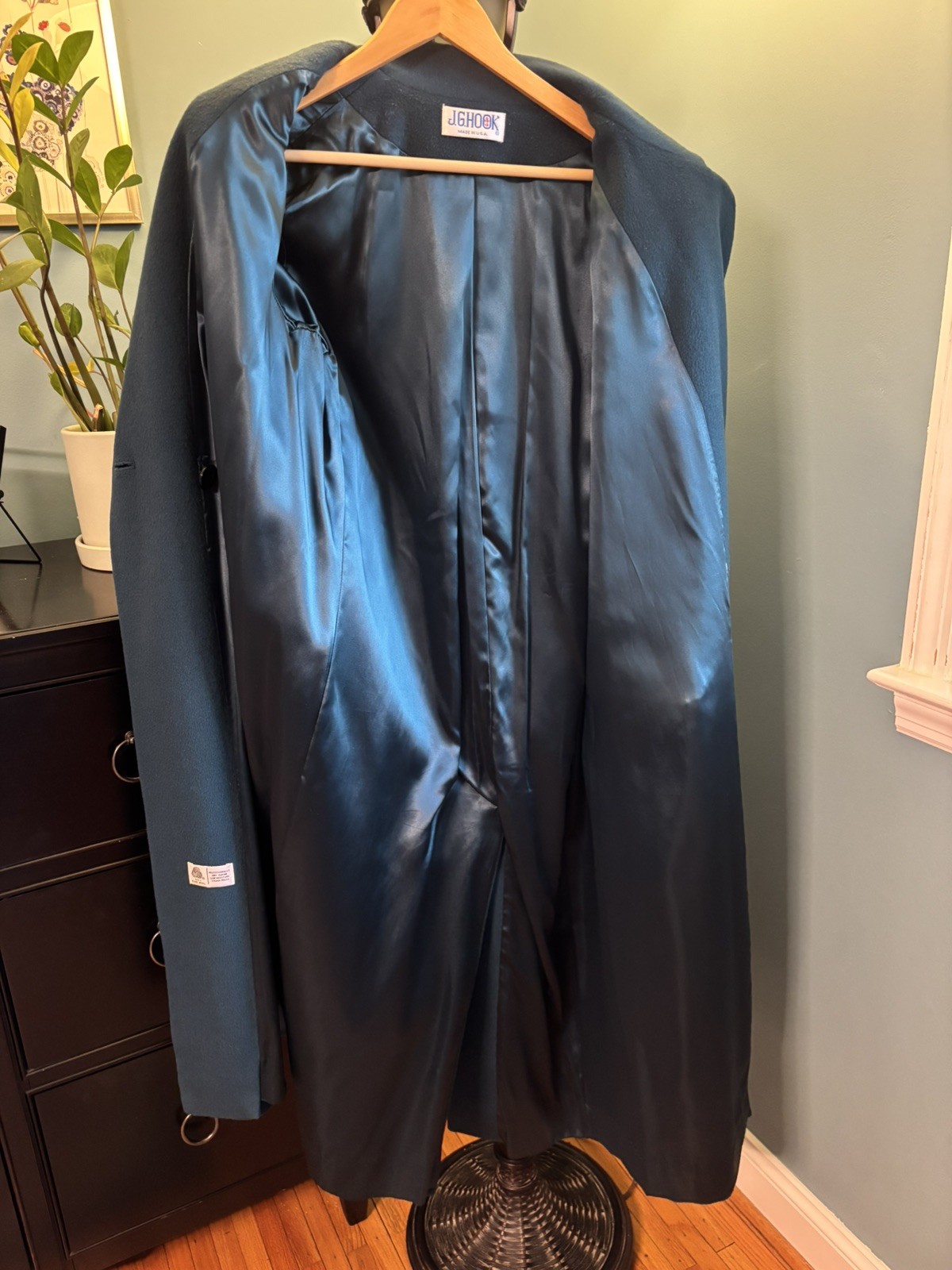 Vintage J G Hook Teal Coat 100% Wool Made in USA Women’s 12–14 Lined Jacket