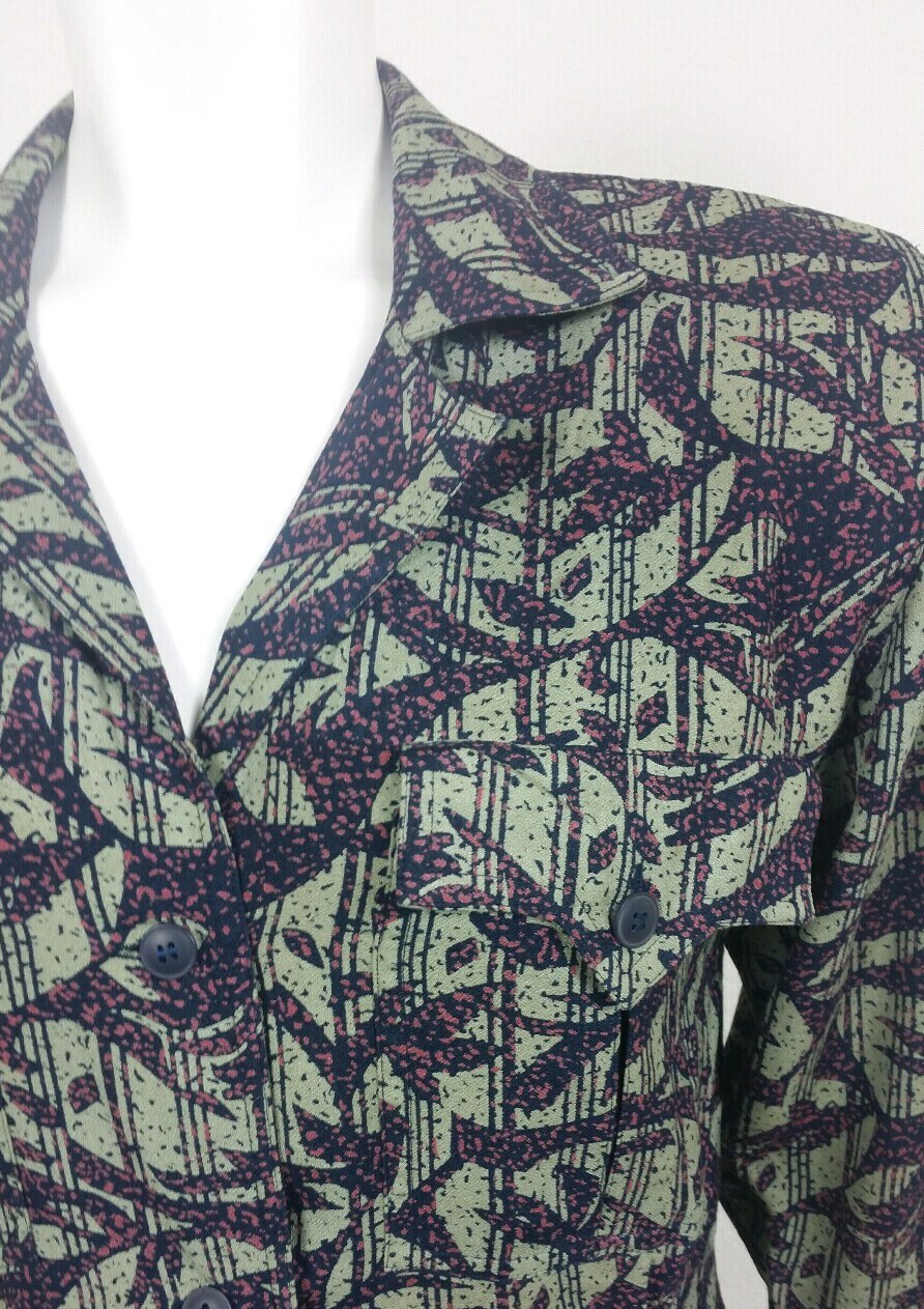 St. Gillian By Kay Unger Womens Dress Size 8 Button Front 100% Silk Vintage