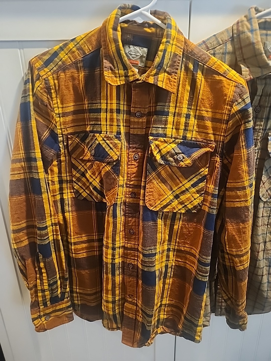 2 St John’s Bay Flannel Shirt Women’s Long Sleeve Size S Green Plaid Heavy VTG