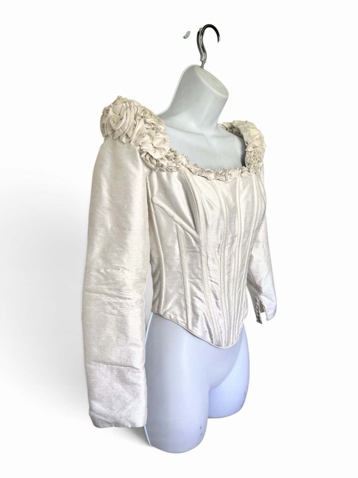 Anna Hernandez Handmade Bridal Corset Top XS/S Silk Victorian Style Long Sleeve