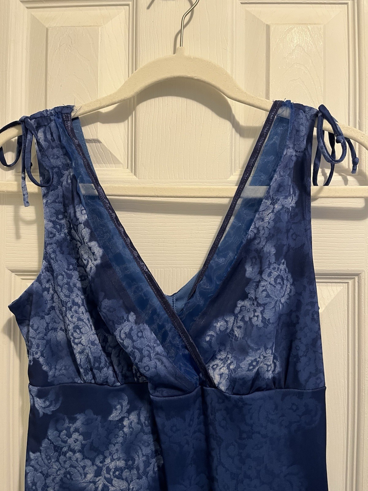 Vtg Blue Floral Slip Dress Empire Waist Fully Lined Sleeveless 90’s Size M-read