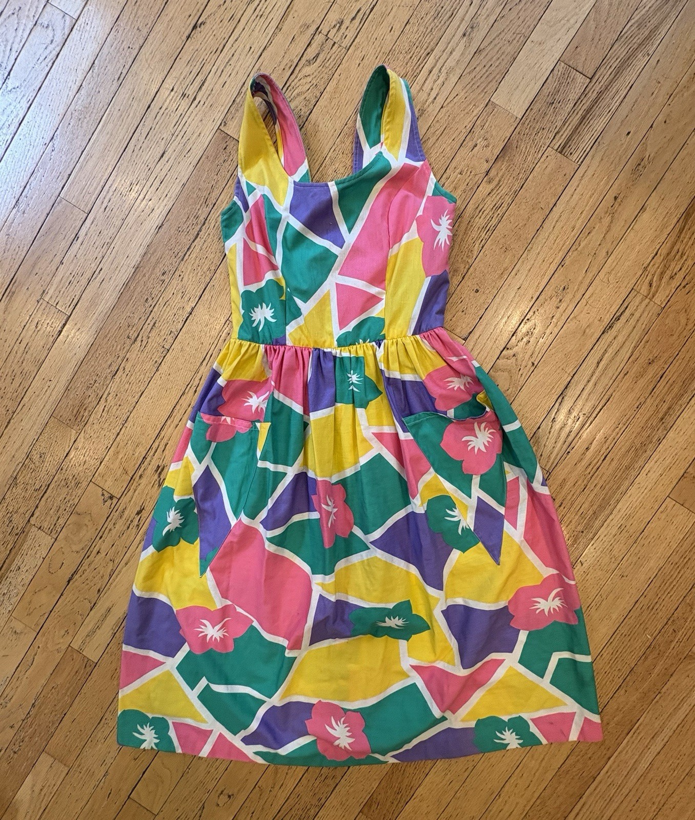 Vintage Jenni Multicolor Geometric Dress Medium Scoop Neck Sleeveless