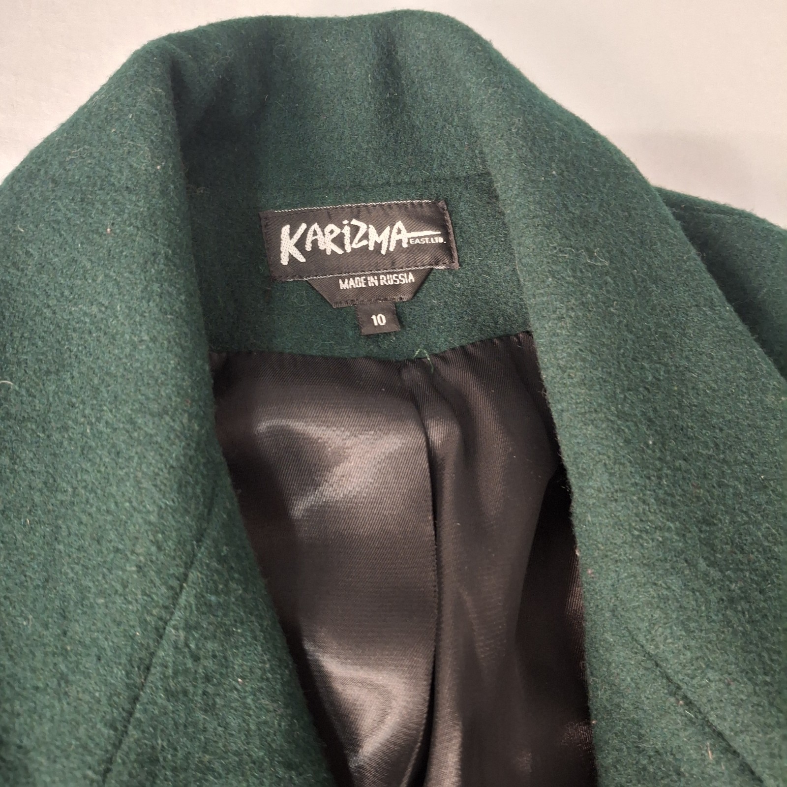 VTG Set Karizma East Wool Maxi Coat & Scarf/Gloves Made Russia Hunter Green 10 M
