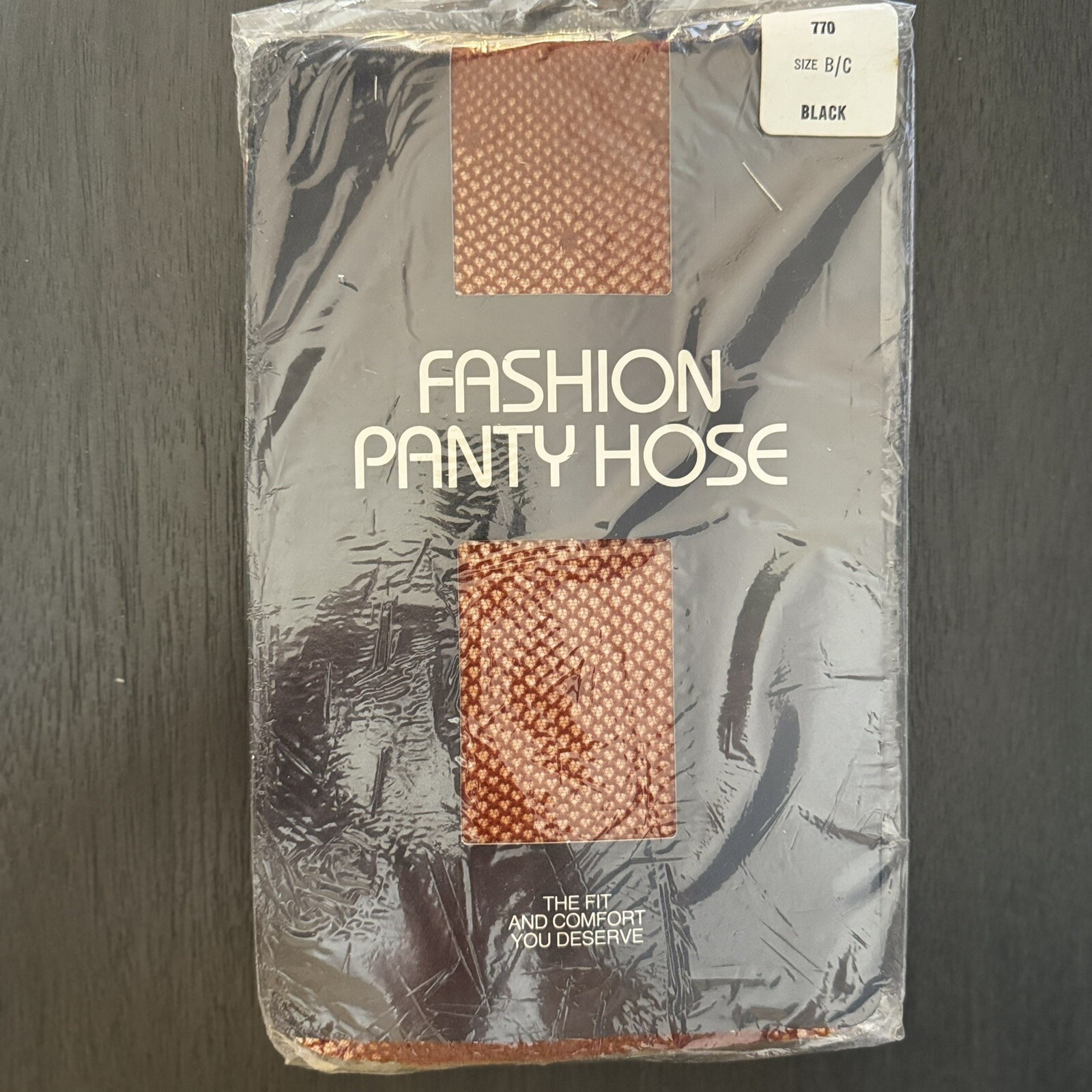 VTG 80s Fashion Fishnet Dot Pantyhose Deep Red/ Maroon Size B/C