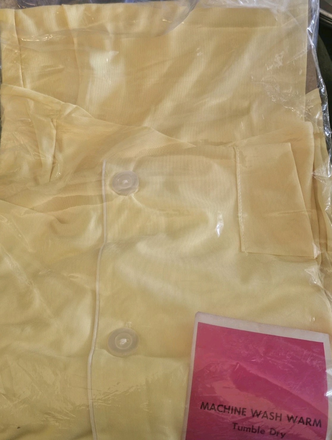 Vtg JCPenney Classic Pajama Set Sz 34 NOS 100% Nylon Antron III Yellow Tricot