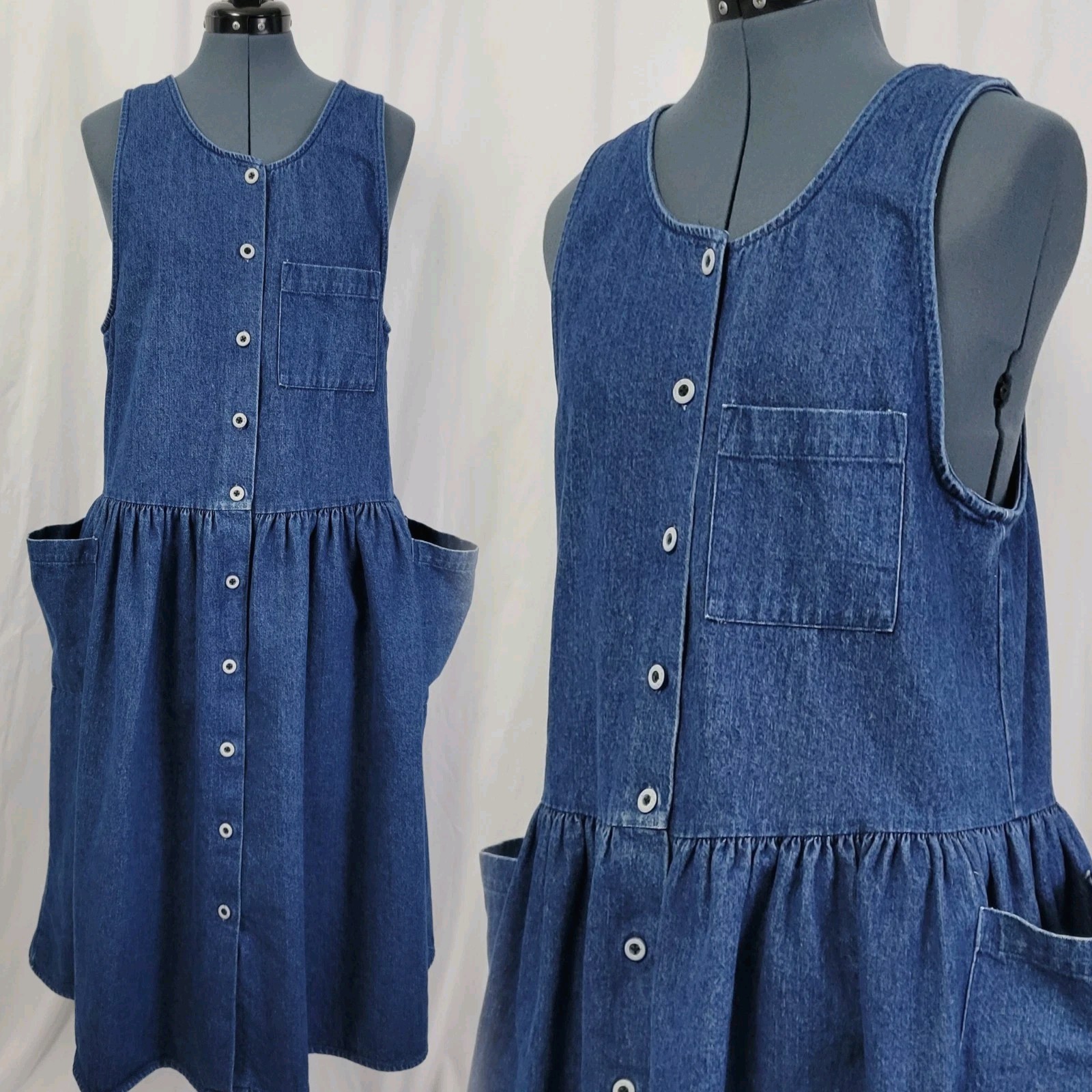 Vintage You Too Babes Denim Jumper w Dropwaist & Pockets Size 13
