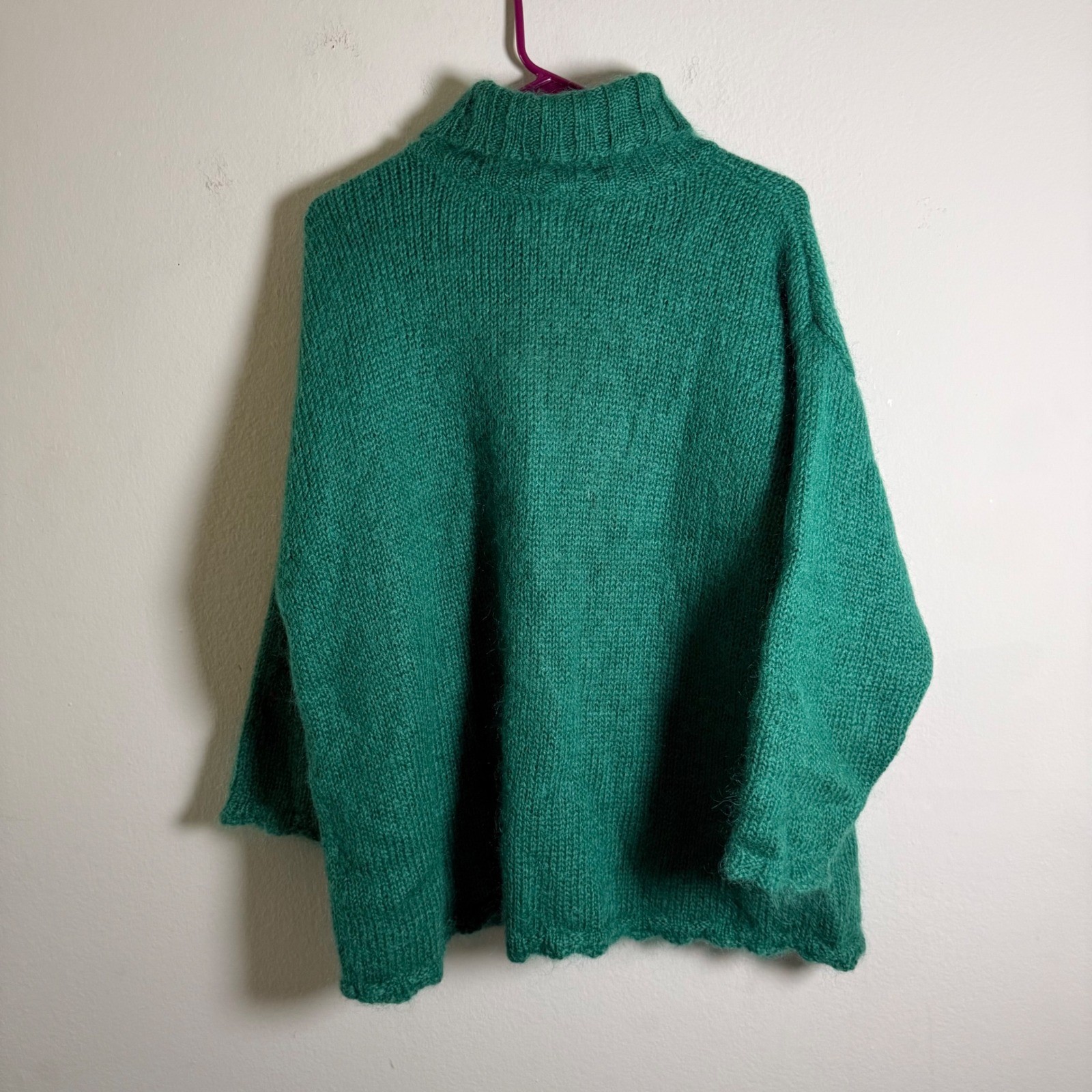 Vintage Esprit Essentials Mohair Blend Mock Neck Sweater Emerald Green Womens M