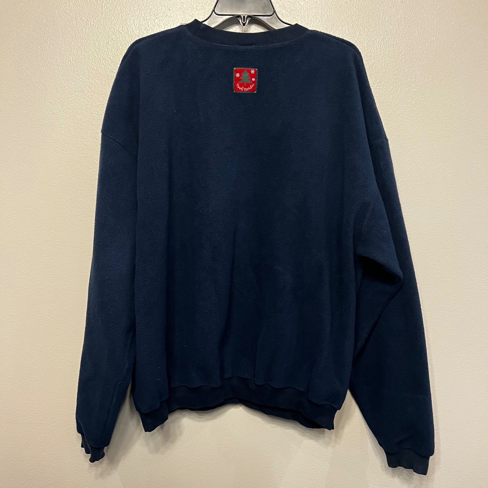 VTG Disney Store Winnie the Pooh Embroidered Nordic Fleece Sweatshirt Navy Sz L