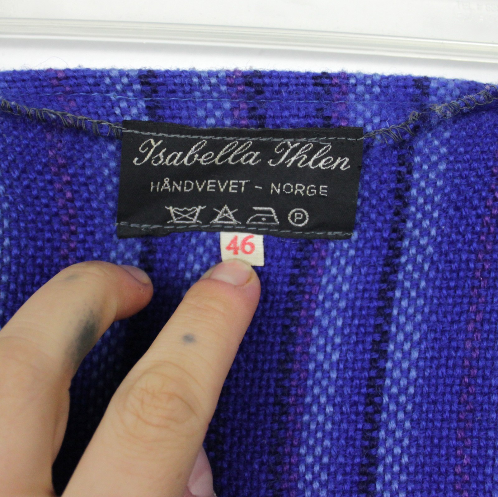 Vintage 1970s Isabella Ihlen Norway Wool Fringe Jacket Scandanavian Blue Coat L