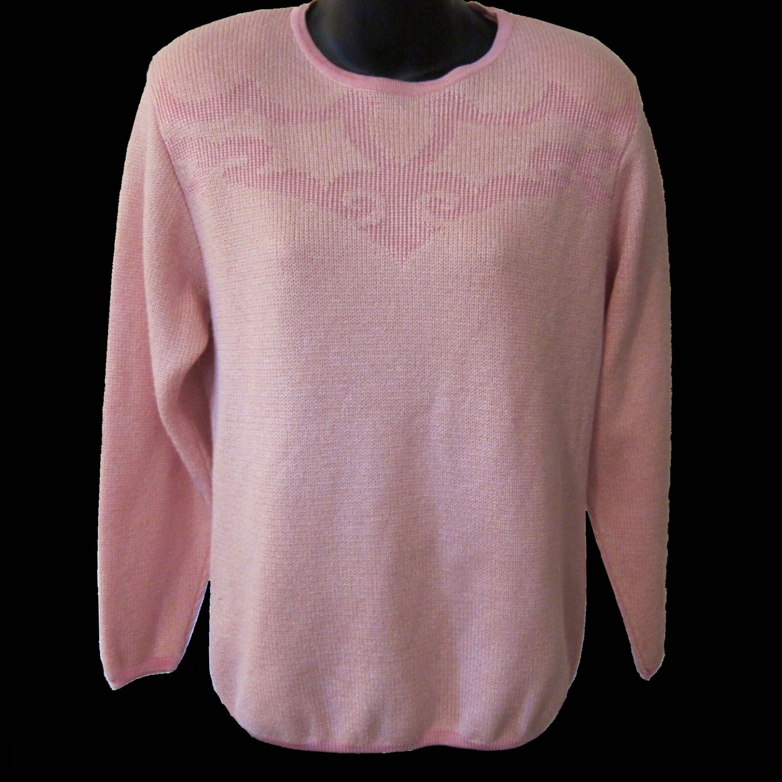 Vivanti Pink Tones Vtg 1980s Jewel Neckline Pullover Sz 14 Sweater Made in USA