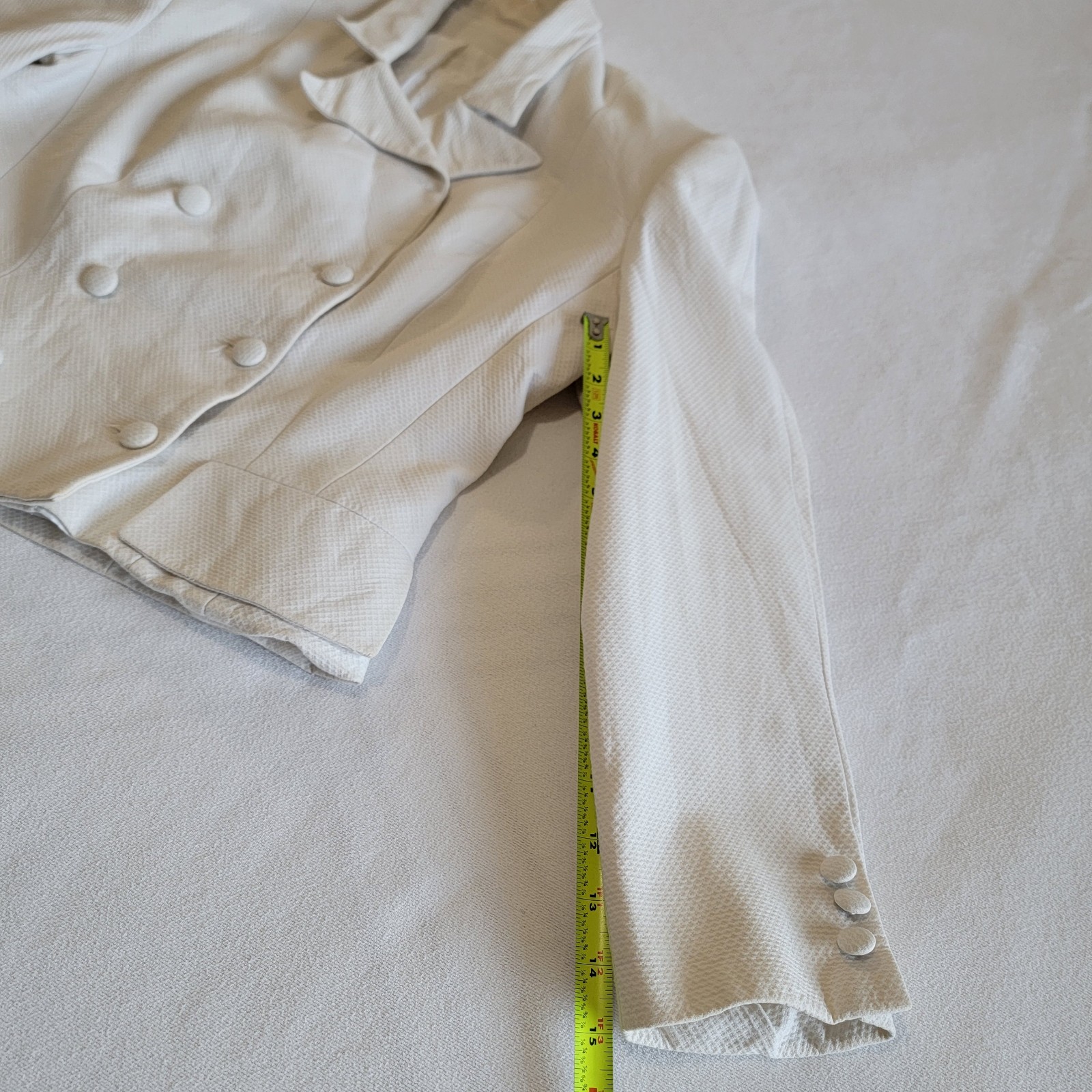 Vintage 80s Ivory White Career Blazer Jacket Double Breasted Women Size S