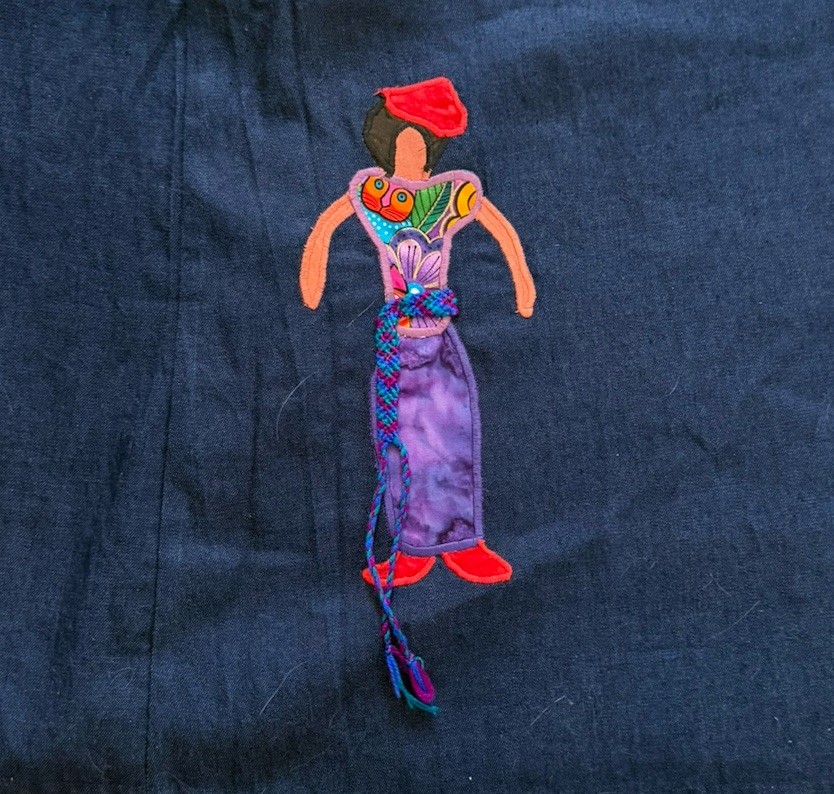 RARE VTG WOMEN’S ALFREDO’S WIFE BLUE DENIM Oversized Dress People Appliqué L/XL