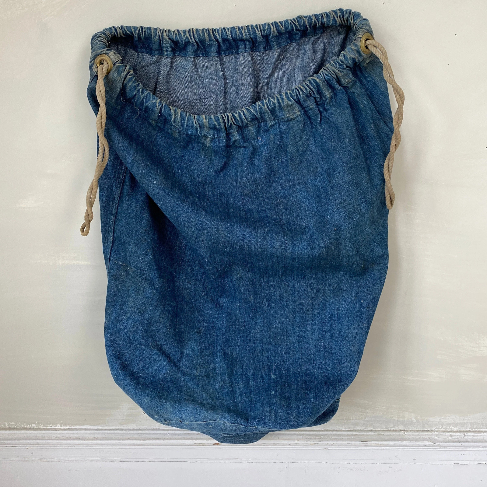 Indigo blue Denim bag antique vintage satchel duffle bag French The Textile Tru
