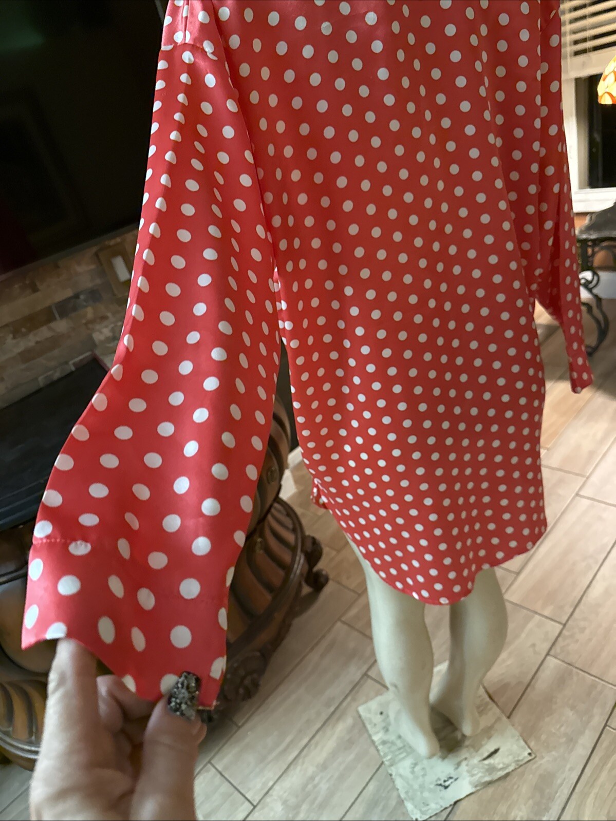 VTG Victoria’s Secret Gold Label Polka Dots Pearl Buttons Sleep ShirtSZ P/S 6b