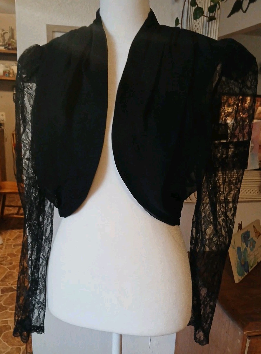 Vintage 80’s XS/S Mademoiselle Black Lace Mini Cocktail Prom Dress With Jacket