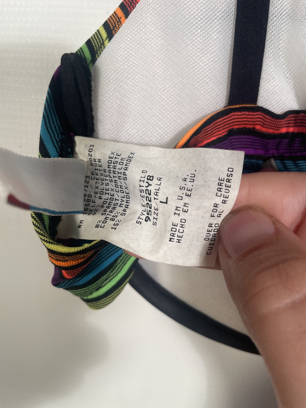 Vintage 1990s Rainbow Stripe Bikini Top Size L
